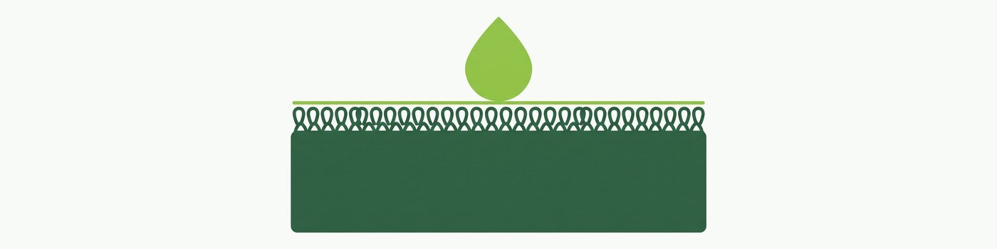 Corte do tecido em desenho, com a trama em laçadas no topo e o enchimento embaixo, mais um fio lima correndo na superfície. Uma gota inteira está parada em cima do fio, sem entrar na trama Corte do tecido em desenho, com a trama em laçadas no topo e o enchimento embaixo, mais um fio lima correndo na superfície. Uma gota inteira está parada em cima do fio, sem entrar na trama
